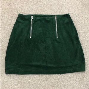 Green suede skirt